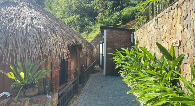 Кровать в общем номере с видом на горы Central Hills Pu Luong Resort