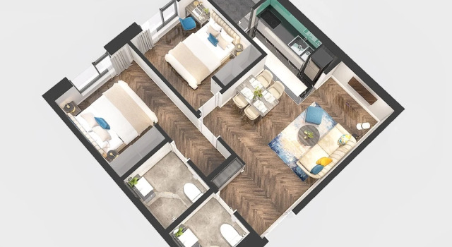 Апартаменты Superior с 2 комнатами с видом на океан Armin Serviced Apartment Quy Nhon
