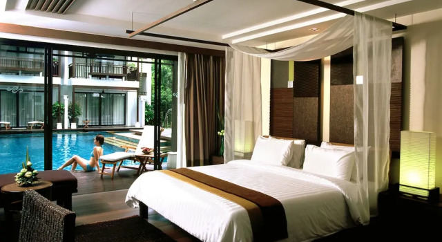 Двухместный номер Deluxe с балконом и с видом на бассейн Rarin Jinda Wellness Spa Resort