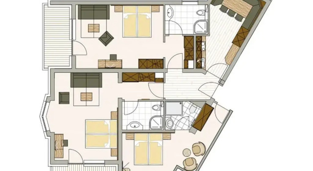 Апартаменты с 3 комнатами Residenz Allegra