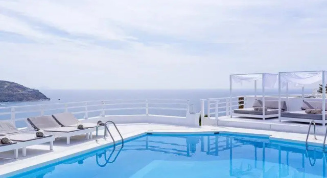 Кровать в общем номере с видом на море Pietra e Mare - Mykonos Moments by Mr and Mrs White