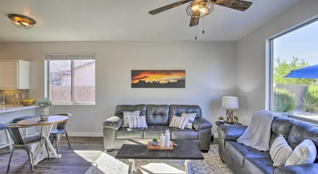 Fire Pit, Covered Patio: Stylish Goodyear Refuge
