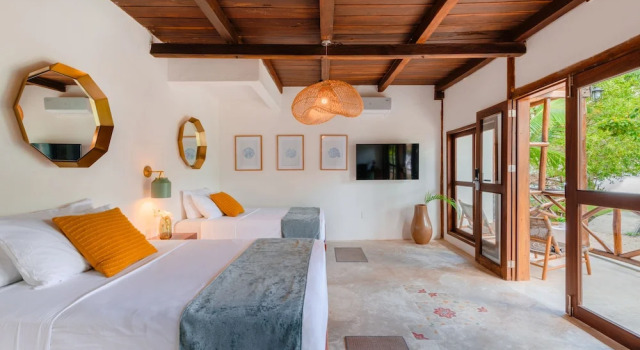 Четырёхместный номер Deluxe с балконом и с видом на озеро Azulea Bacalar Hotel & Spa - Lagoon Front