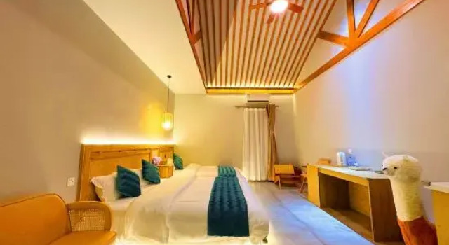 Кровать в общем номере Lunas Villa ·HUAN YING LIN SHE | Modern Aesthetic Leisure Homestay