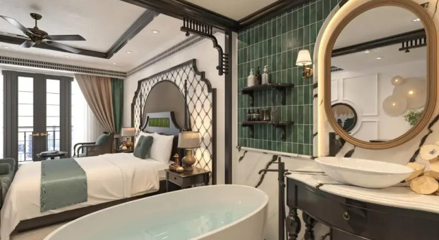 Двухместный номер Deluxe с балконом Grand Sunrise Palace Hoi An- A Luxury Indochine Hotel & Spa