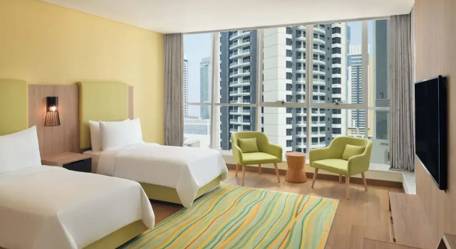 Twin Studio with city view Element by Marriott City Center Doha