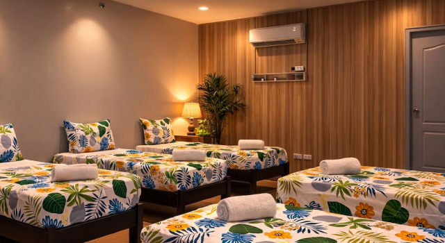 Кровать в общем номере Kapis Mansions Hotel
