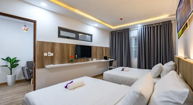 Кровать в общем номере The Sea House Nha Trang