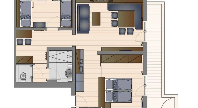 Апартаменты с 2 комнатами с балконом Das Grünholz Aparthotel