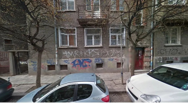 Top center on a quiet street