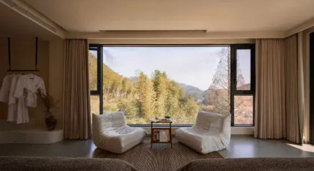 Кровать в общем номере Jingyin · Lume Mountain View & Mist Private Hot Spring Boutique Inn, Anji Yunshang Grassland