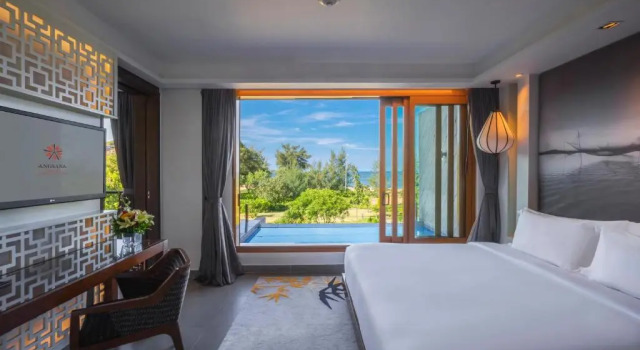Grande Casal quarto varanda e com vista para o mar Angsana Lang Co