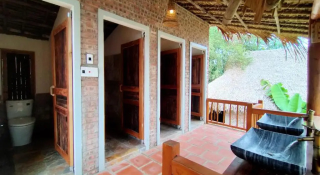 Кровать в общем номере PU LUONG BOUTIQUE GARDEN Spa & Travel