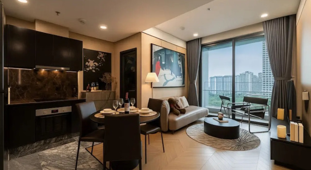Апартаменты Business с 3 комнатами с балконом и с видом на город Lumière Riverside by Urban Home
