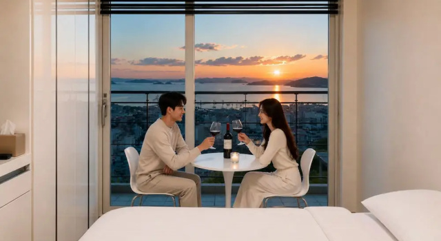 Двухместный номер Deluxe с балконом и с видом на море Yeongjong Shine Hotel