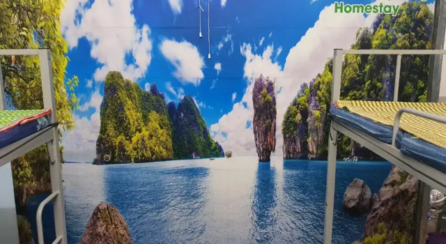 Кровать в общем номере Nha Xanh Ha Long Homestay