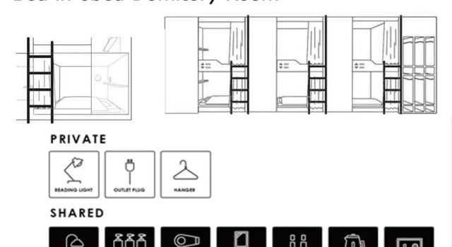 Кровать в общем номере Imano Tokyo Ginza Hostel