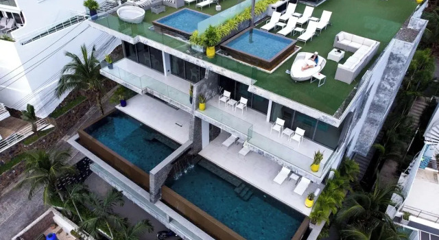Вилла с 5 комнатами с балконом Villa Omari Seaview Pool & Game Room Kata