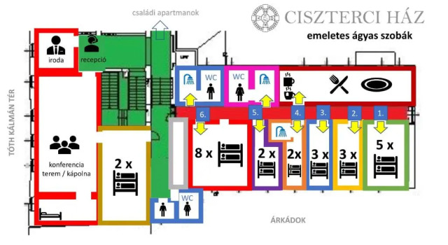Кровать в общем номере Ciszterci Haz Baja
