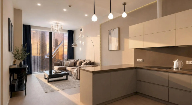 Apartment Moscow City AV Sunset 2 rooms 35th floor with speaker and lighting, Rezerwuj Apartament Moskwa Rosja