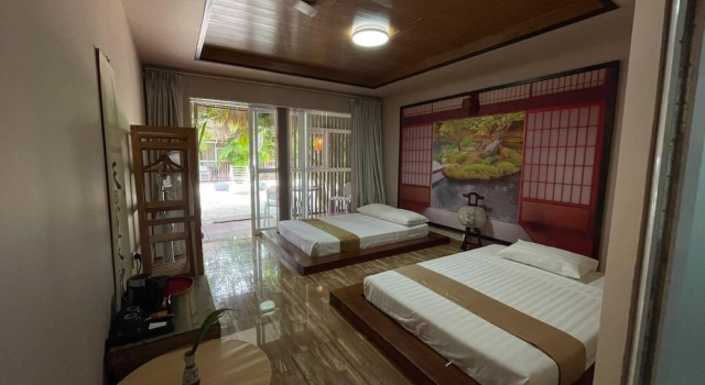 Четырёхместное семейное бунгало с видом на сад WHITE SAND ARK RESORT