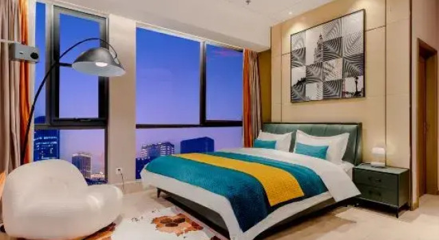 Люкс Deluxe с 2 комнатами с красивым видом из окна Chengdu Man·You Service Apartment (Chunxi Road Tianfu Square)