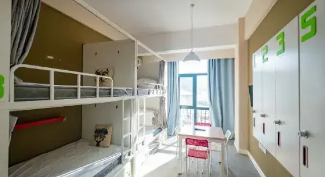 Кровать в общем номере Taiwu Town Youth Hostel