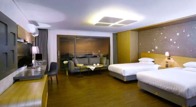 Двухместный семейный номер Deluxe с балконом Jeju Aerospace Hotel