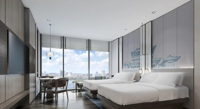 Четырёхместный номер Deluxe с видом на озеро Wuhan Marriott Hotel Wuchang