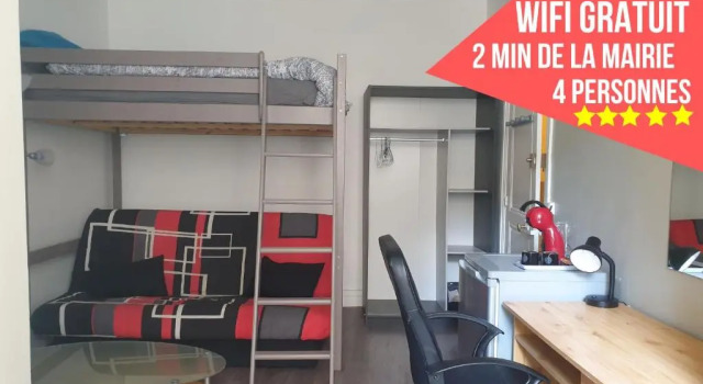 Номер Standard Chambres Poitiers Centre Ville - Salle de Bain, Réfrigérateur, TV et machine à café privatifs - Cuisine commune - Terrasse - Hôtel de ville à 200m