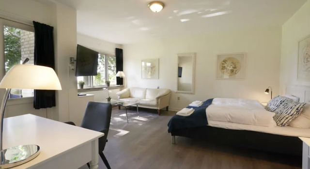 Deluxe dobbelt værelse med altan med søudsigt Hotel Skanderborghus