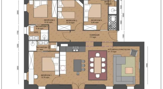 Апартаменты AC-Free Parking - Contemporary 4 Bedroom Villa Apartment