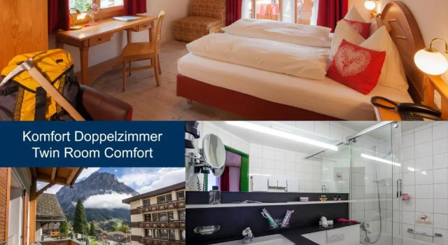 Camera doppia Comfort con balcone e con vista sulle montagne Hotel Hirschen - Grindelwald
