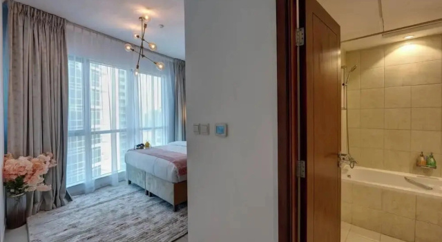 Durrani Homes Luxe Living with Burj Khalifa and Fountain View third room without partition, Забронировать Апартаменты/квартира Дубай Эмират Дубай, рядом с Дубай Молл