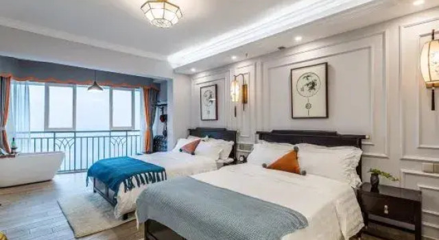 Двухместный люкс с 5 комнатами с видом на реку Huike Homestay
