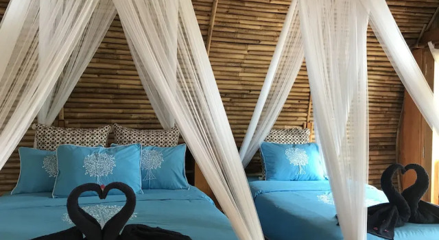 Quadruple famille bungalow avec balcon et Vue jardin Lagoona Beach Bungalows - Eco Bungalows Batukaras