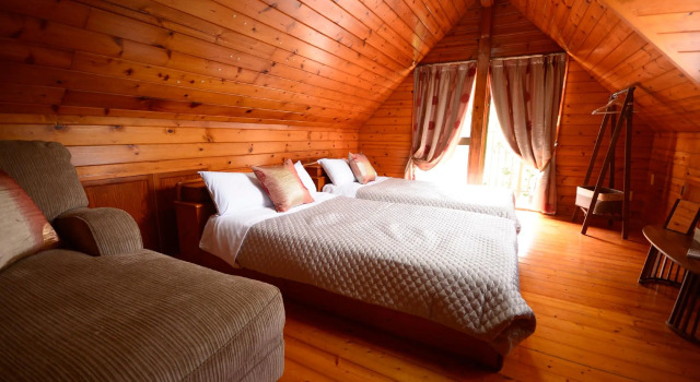 [All natural wood Big Log Home]4Br,2Bath,3Toilets