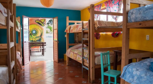 Кровать в общем номере Planet Hostel