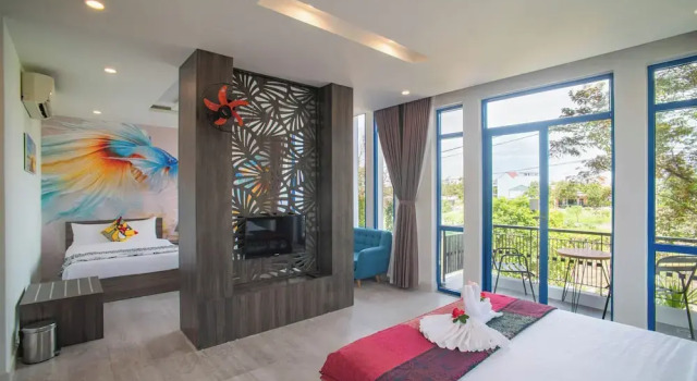 Студия Luxury с 2 комнатами с балконом и с видом на сад Blue Boutique Villa Hoi An