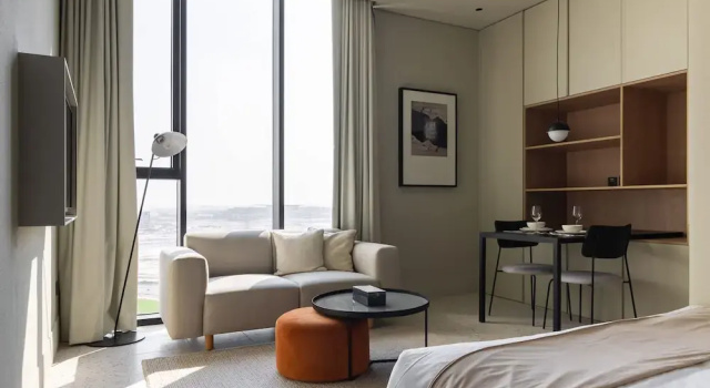 Stylish Studio at Upside Living by Simply Comfort, Забронировать Апарт-отель Апарт-отели Эмирата Дубая, рядом с Деловой район Эмаар-Сквер, Апарт-отель