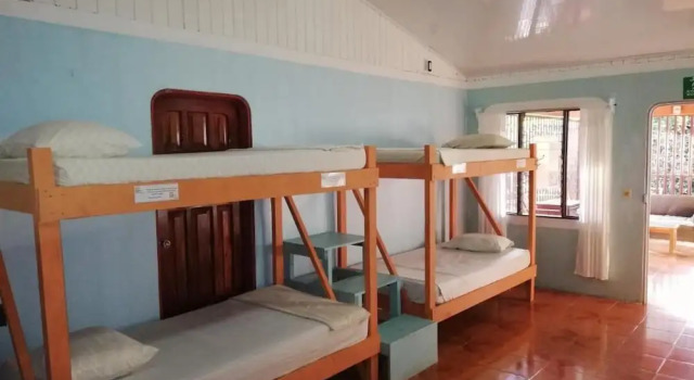 Кровать в общем номере Hostel y Cabinas Tapandua