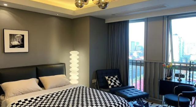 Двухместный номер Comfort Shanghai Lerongju Boutique Apartment Metro Line 8 20meter