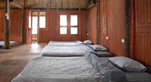 Кровать в общем номере Гостевой дом Green Sapa Homestay