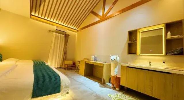 Кровать в общем номере Lunas Villa ·HUAN YING LIN SHE | Modern Aesthetic Leisure Homestay
