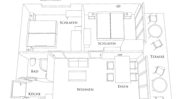 Апартаменты с 2 комнатами Boardinghouse-Ebenhausen