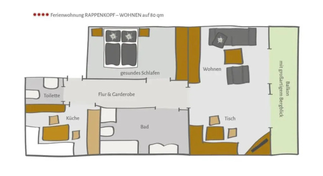 Апартаменты c 1 комнатой Gästehaus Rappenkopf