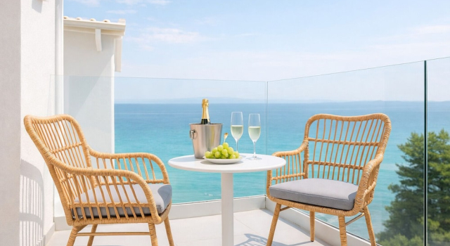 Двухместный люкс Deluxe с балконом и с видом на море Отель Gloria luxury suites