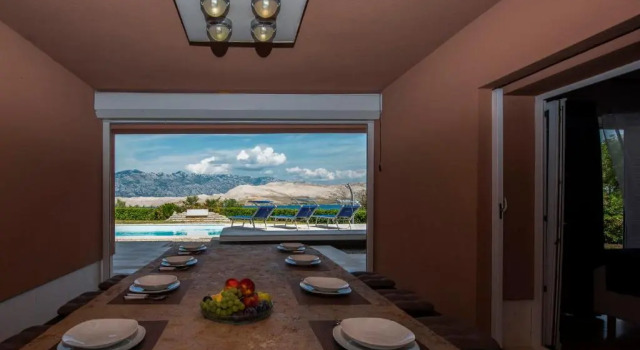 Luxury Seafront Villa Exclusive Pag with private pool by the beach on Pag island, Book Villa Pag Pag Island