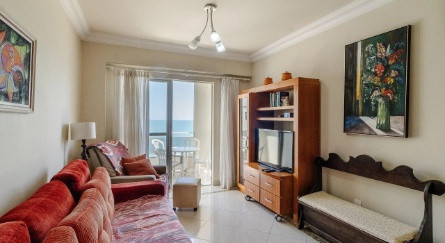 Apto 3Q pé na areia com vista mar CET802