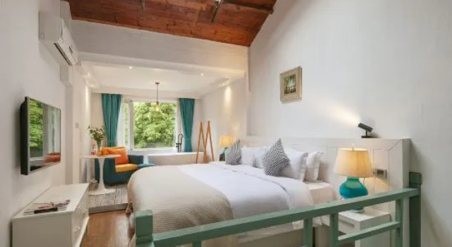 Люкс Дуплекс с 2 комнатами с видом на сад Mogan Mountain Living Map·Library Theme Guesthouse